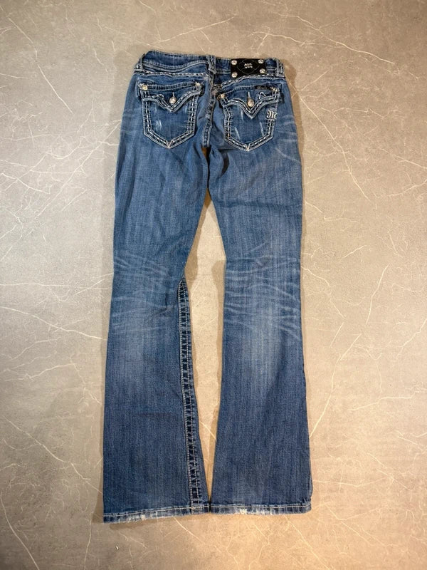 Miss Me Bootcut Low Waist Jeans Y2K Denim Blau (S)