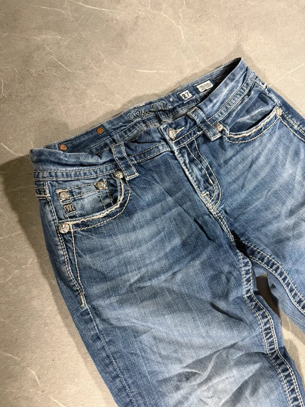 Miss Me / Bootcut / Low waist / Washed Denim / Blau / Dunkelblau / Jeans / 27