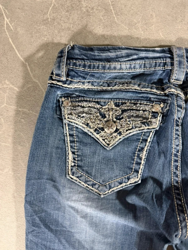 Miss Me / Bootcut / Low waist / Washed Denim / Blau / Dunkelblau / Jeans / 27