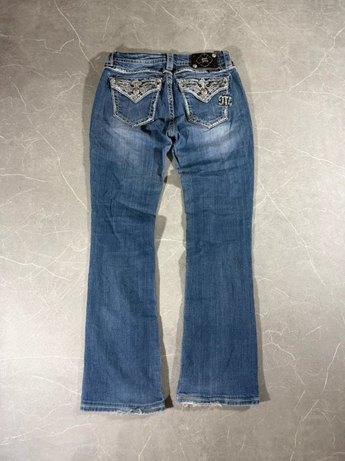Miss Me / Bootcut / Low waist / Washed Denim / Blau / Dunkelblau / Jeans / 27