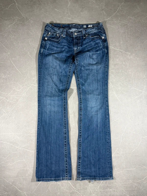 Miss Me Low waist Bootcut Y2k Jeans Washed Denim Blau (S/M)