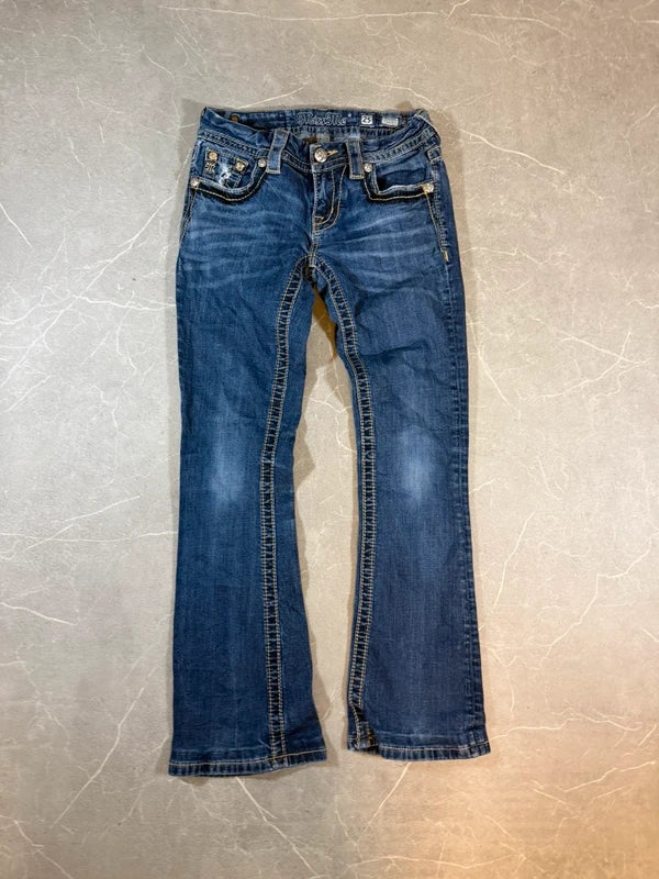 Miss Me Low Waist Bootcut Jeans Y2k Blau (XS)