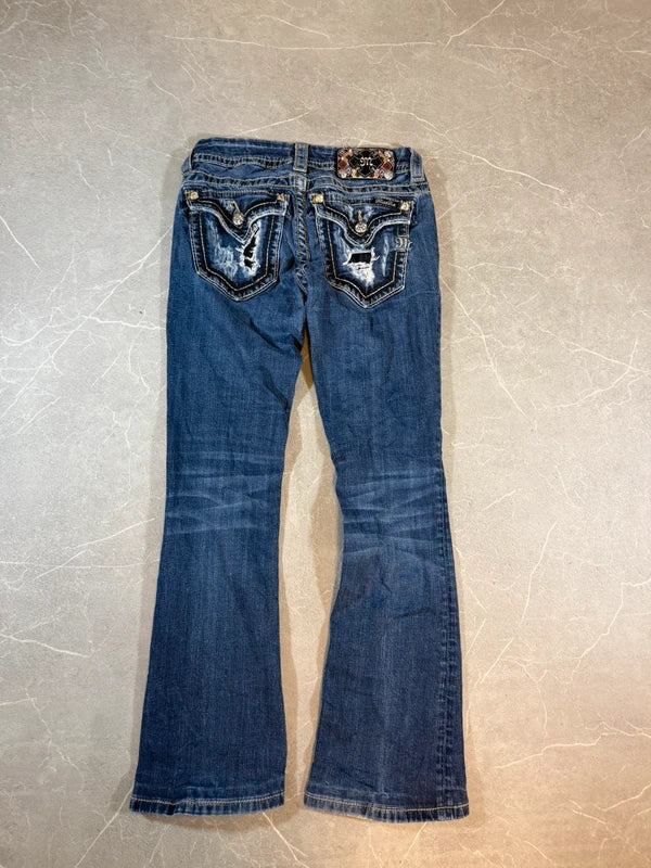 Miss Me Low Waist Bootcut Jeans Y2k Blau (XS)