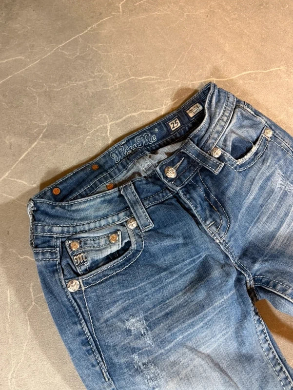 Miss Me Low Waist Bootcut Jeans Y2k Blau 2000style (S)