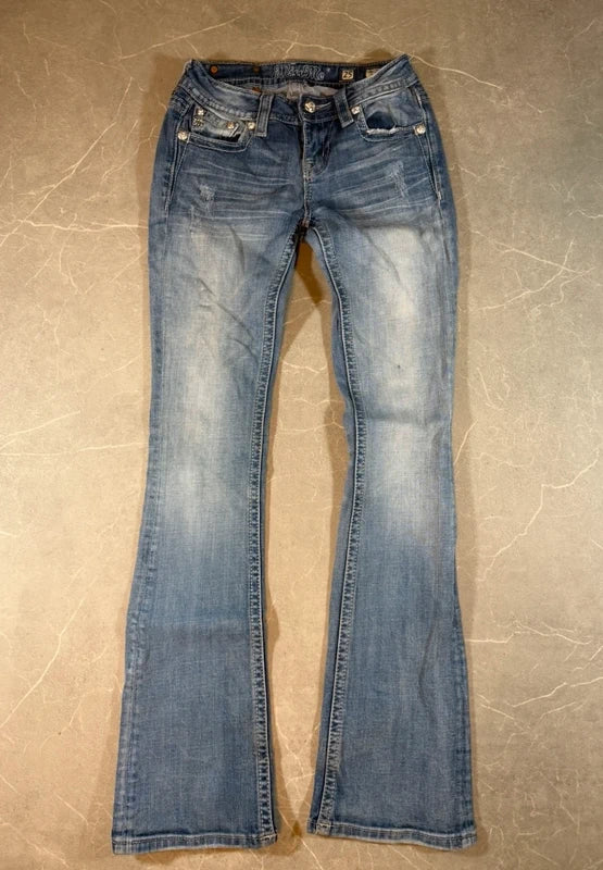 Miss Me Low Waist Bootcut Jeans Y2k Blau 2000style (S)