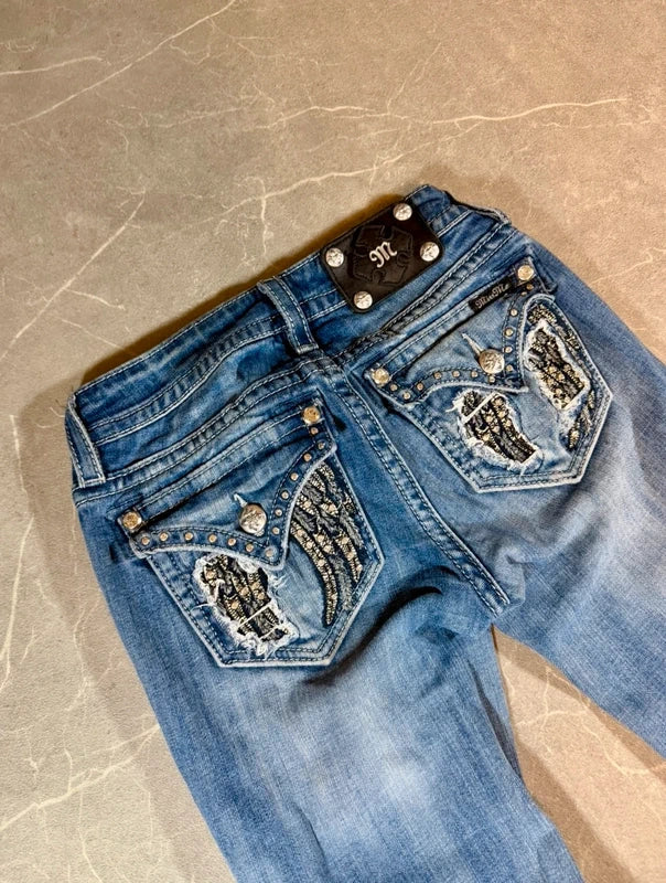 Miss Me Low Waist Bootcut Jeans Y2k Blau 2000style (S)