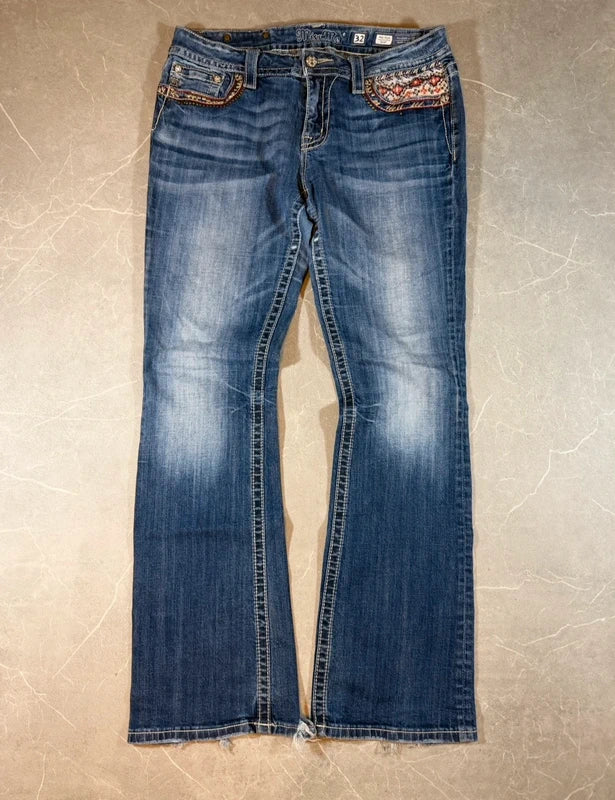 Miss Me Low Waist Bootcut Jeans Y2k Blau 2000style (M)