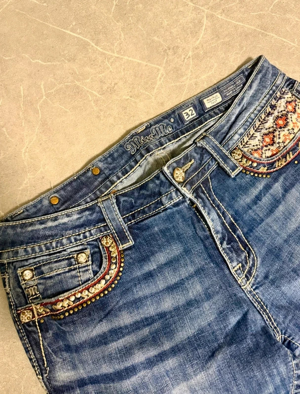 Miss Me Low Waist Bootcut Jeans Y2k Blau 2000style (M)